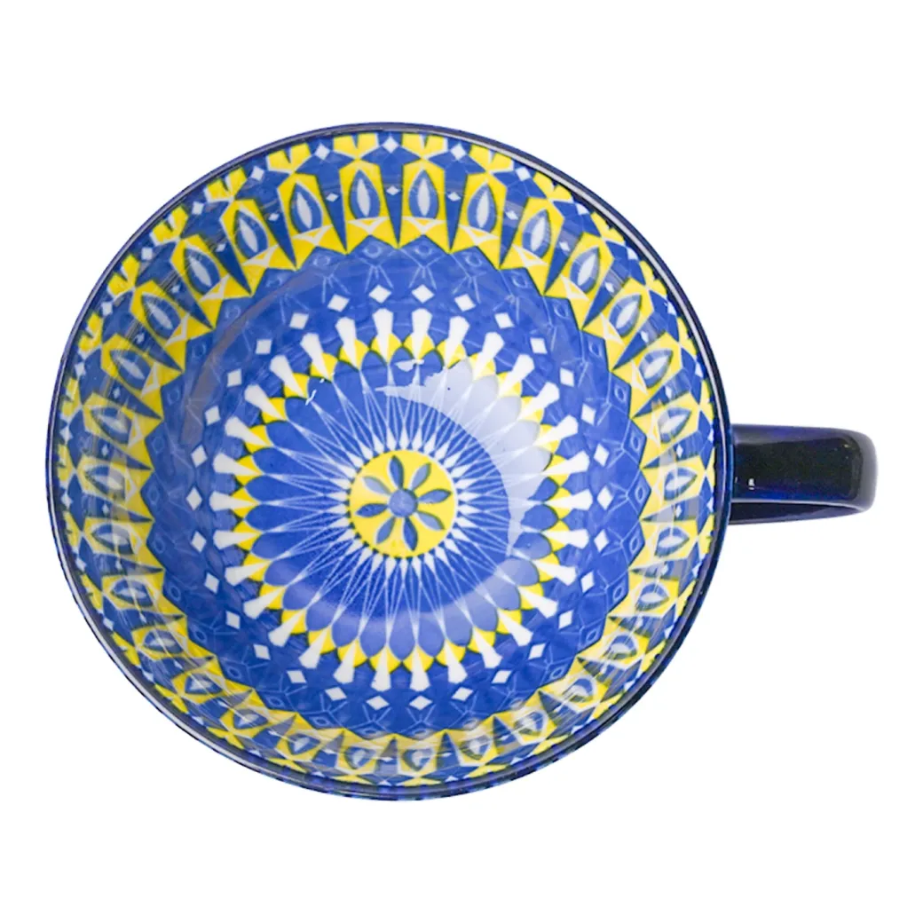 Blue Geometry 480ml Cup