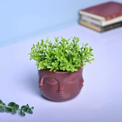 Bold Red Ceramic Face Vase
