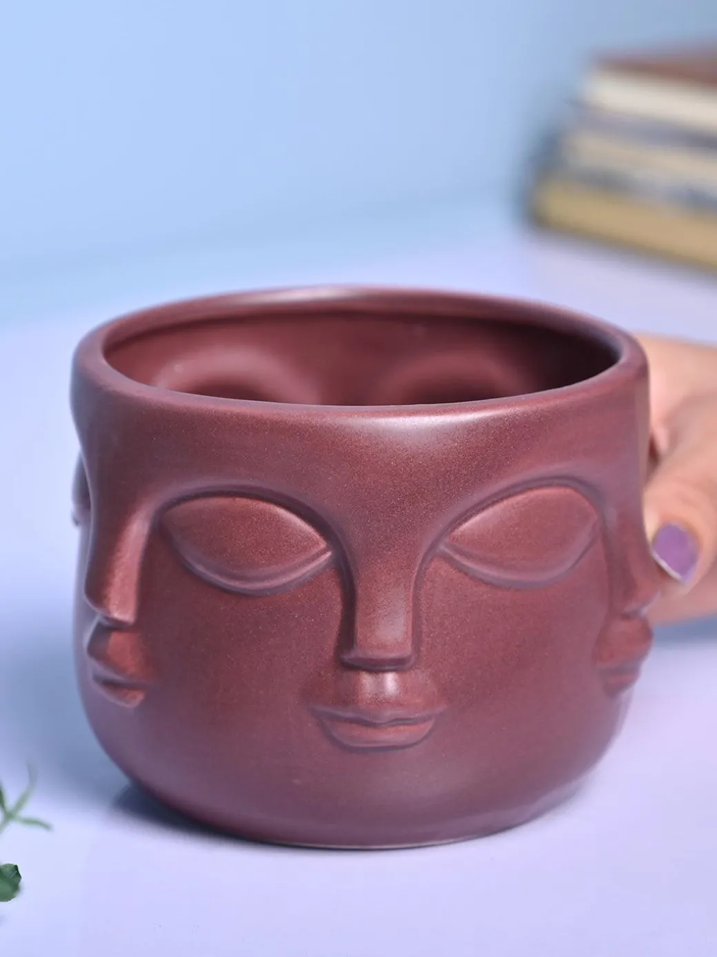 Bold Red Ceramic Face Vase
