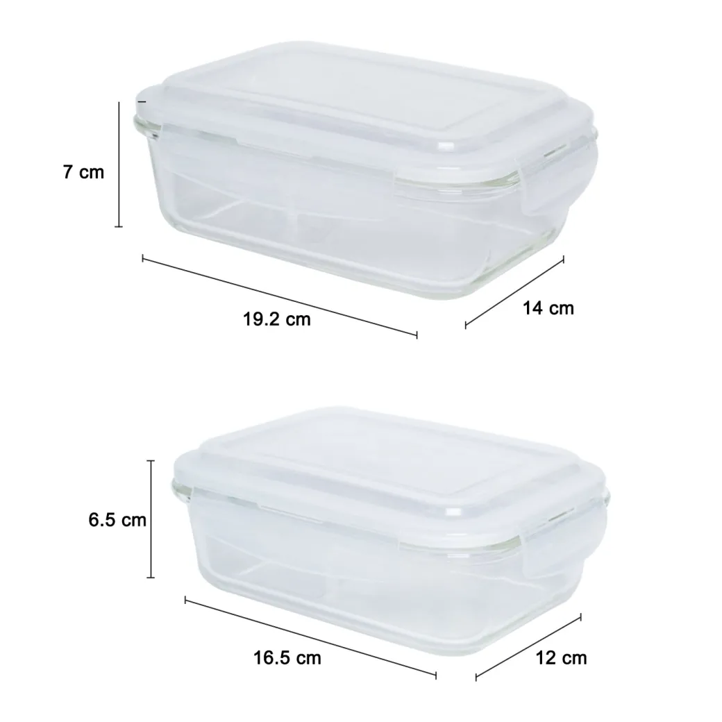 Borosilicate Food Containers (Pack of 2 - 640ml & 1040ml)
