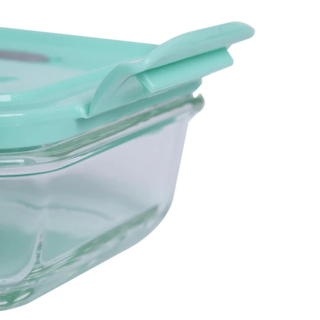 Borosilicate Food Containers (Pack of 2 - 340ml & 570ml) Green Lid
