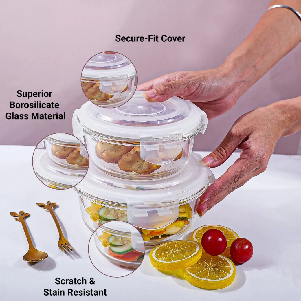 Borosilicate Food Containers (Pack of 2 - 400ml & 620ml)