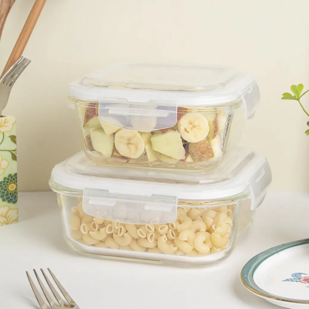Borosilicate Food Containers (Pack of 2 - 800ml & 1200ml)