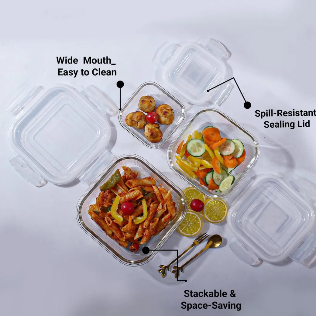 Borosilicate Food Containers (Pack of 3 - 320ml, 800ml & 1200ml)