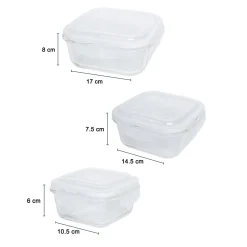 Borosilicate Food Containers (Pack of 3 - 320ml, 800ml & 1200ml)