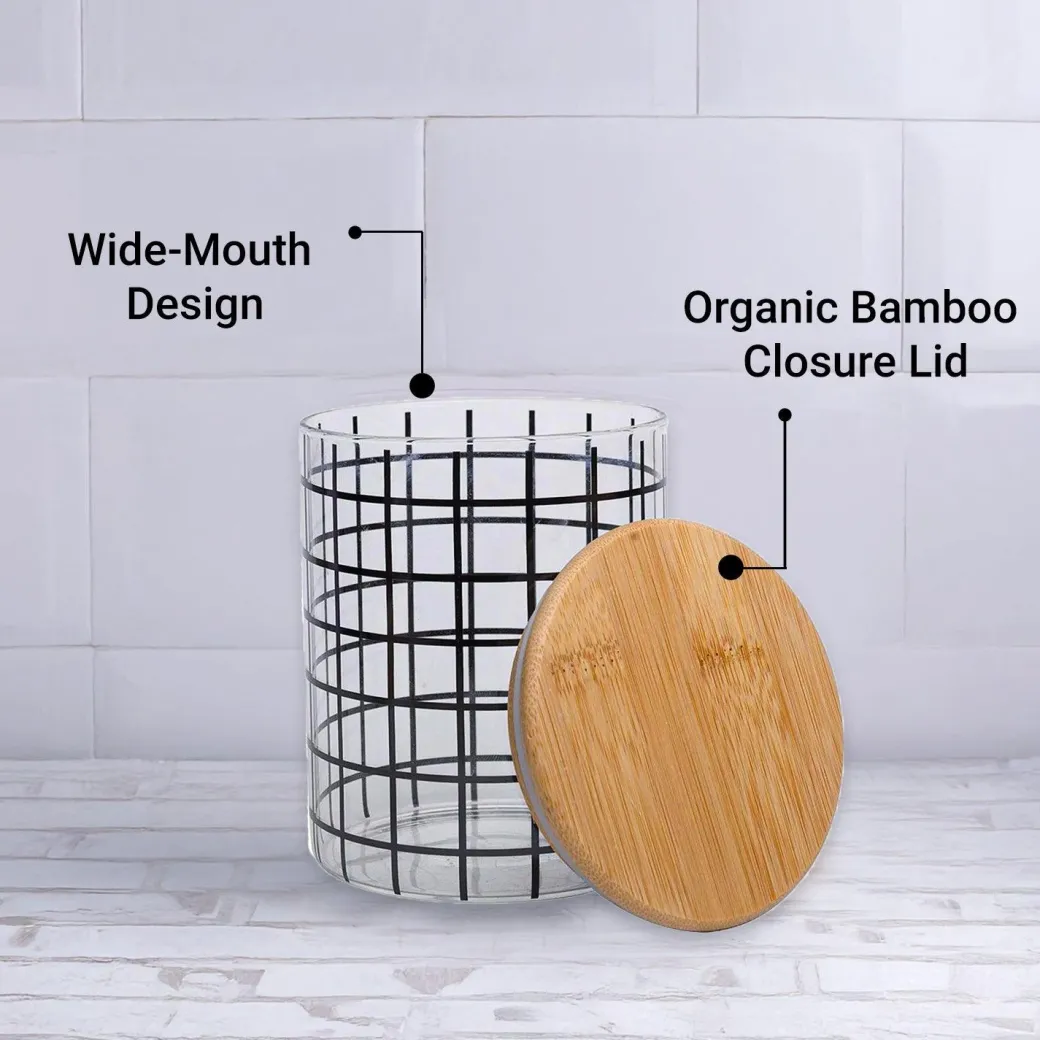 Borosilicate Glass Jar - 700Ml, Square Prints