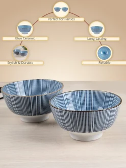Bowls, for Serving, Blue, Ceramic, Set of 2, 300 mL