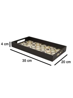 Brown Rectangular Tray with handle - Market99