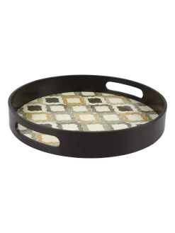 Brown Round Tray with handle - Market99