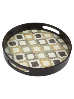Brown Round Tray with handle - Market99