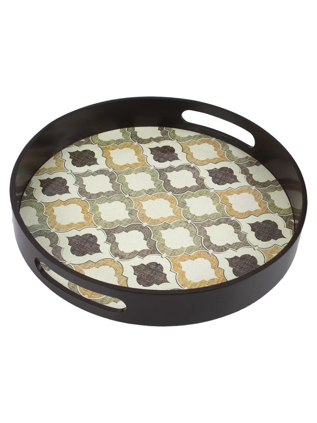 Brown Round Tray with handle - Market99