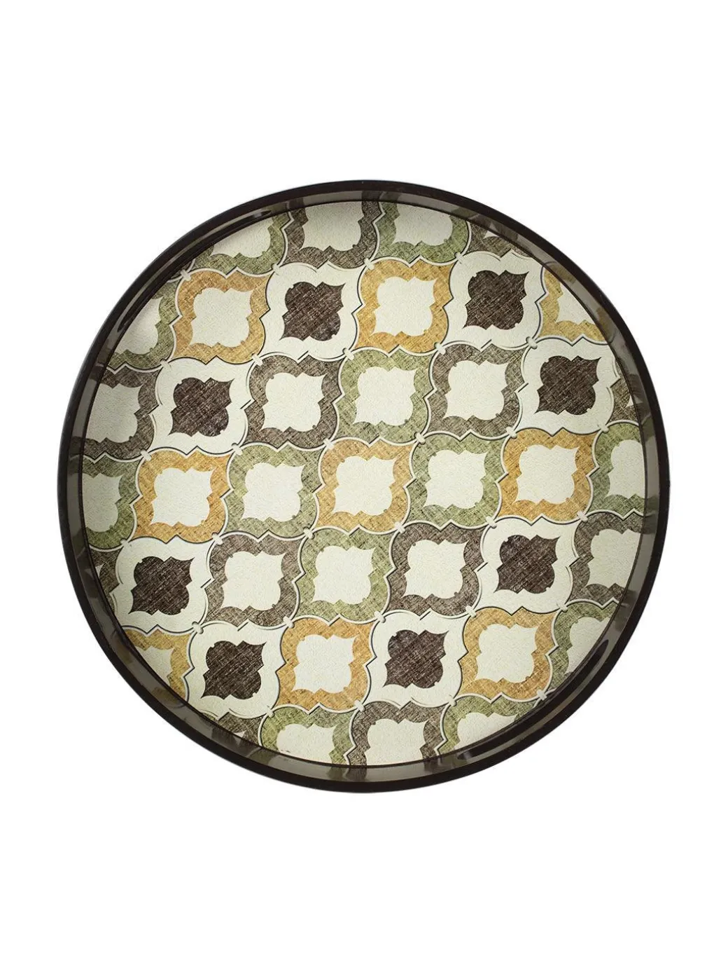 Brown Round Tray with handle - Market99