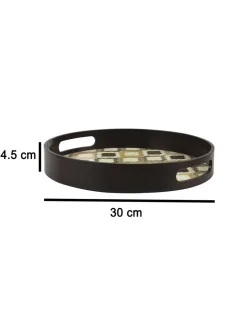 Brown Round Tray with handle - Market99
