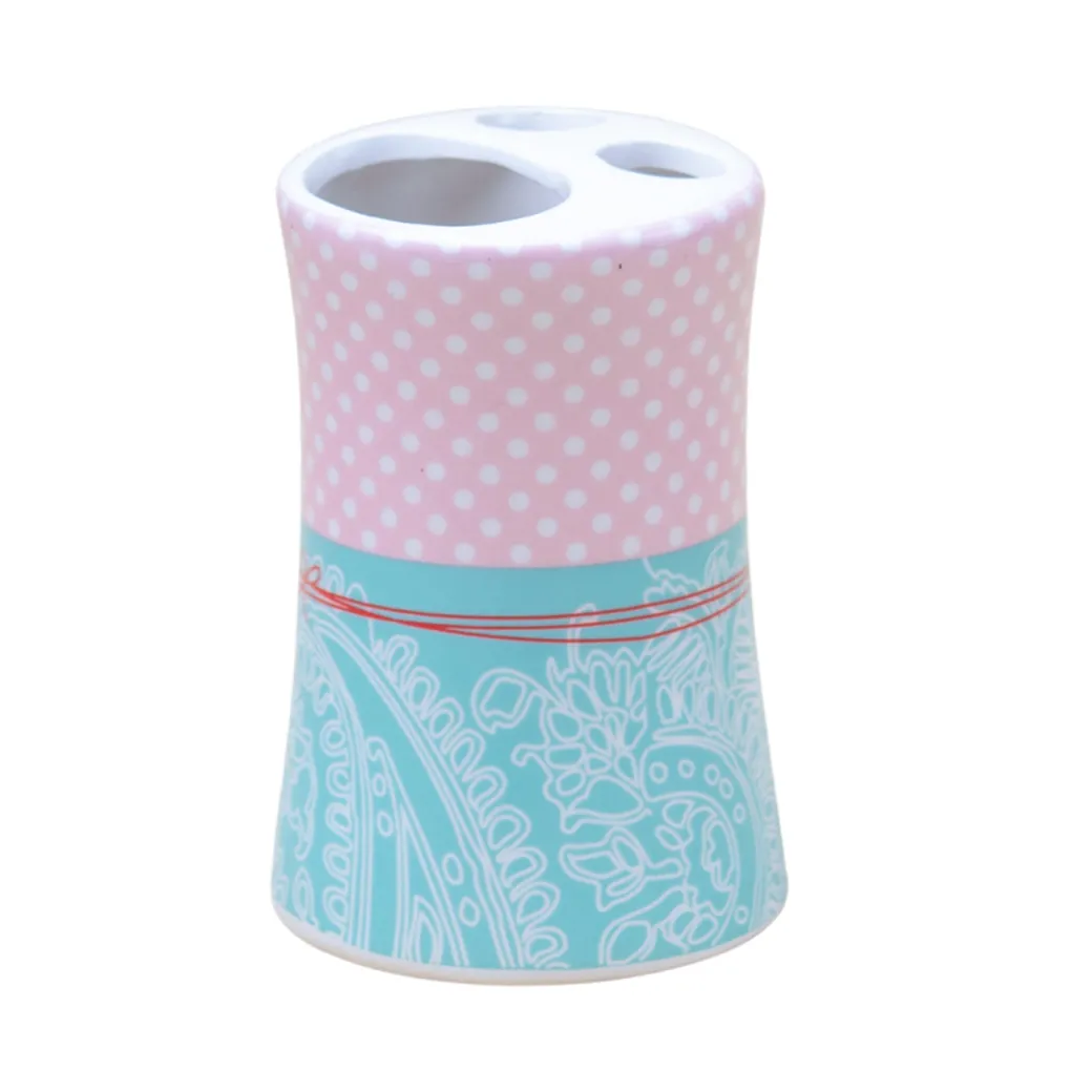 Ceramic Bathroom Set 4 - Polka Dot Print