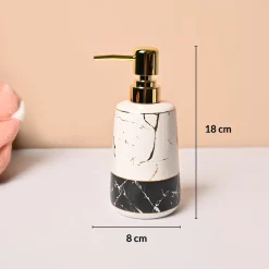 Ceramic Bathroom Set of 4 – White & Black Marble Finish