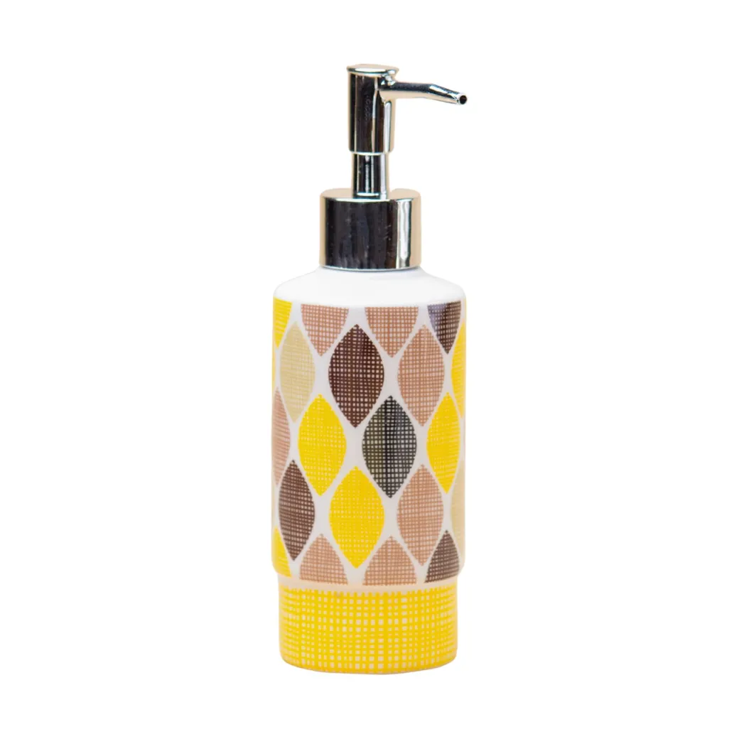 Ceramic Bathroom Set of 4 - Multi Leaf Pattern