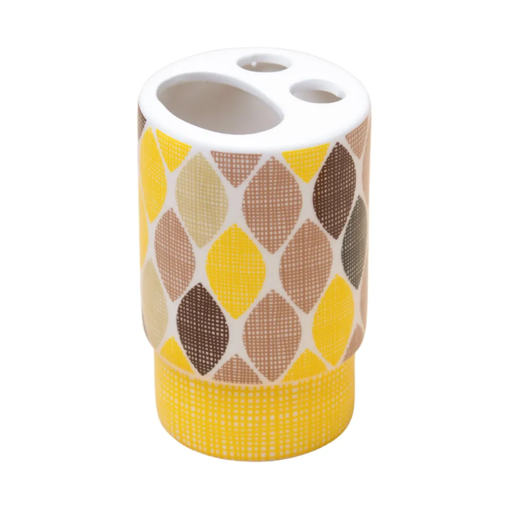 Ceramic Bathroom Set of 4 - Multi Leaf Pattern