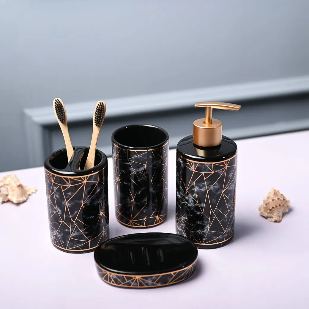 Ceramic Black Bathoom Set Of 4