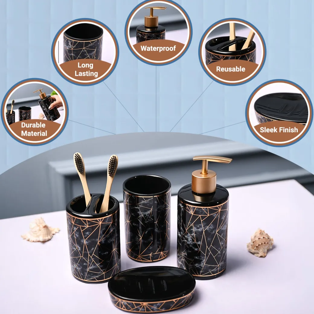 Ceramic Black Bathoom Set Of 4