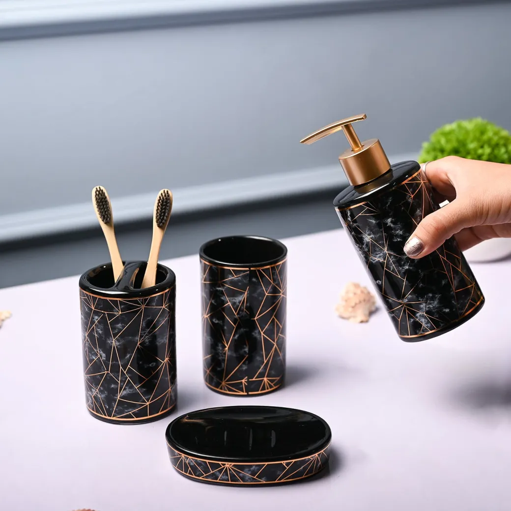 Ceramic Black Bathoom Set Of 4