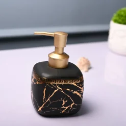 Ceramic Black Cylindrical Soap Dispenser - Static Glossy Finish
