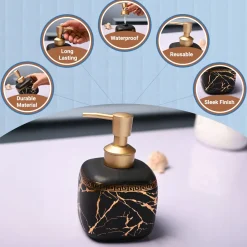 Ceramic Black Cylindrical Soap Dispenser - Static Glossy Finish