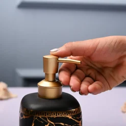 Ceramic Black Cylindrical Soap Dispenser - Static Glossy Finish