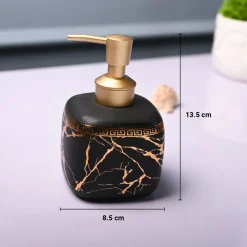 Ceramic Black Cylindrical Soap Dispenser - Static Glossy Finish