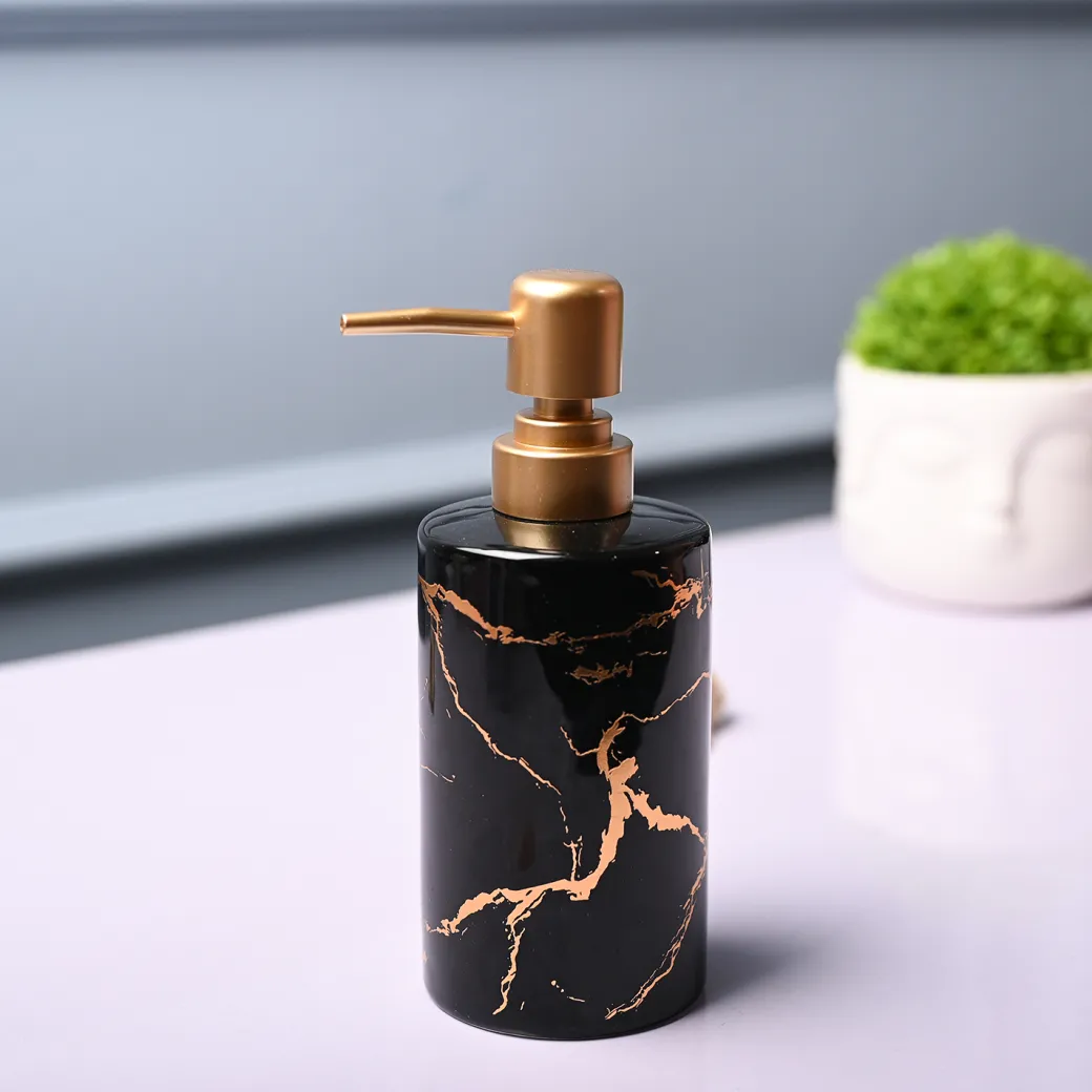 Ceramic Black Soap Dispenser - Static Glossy Finish