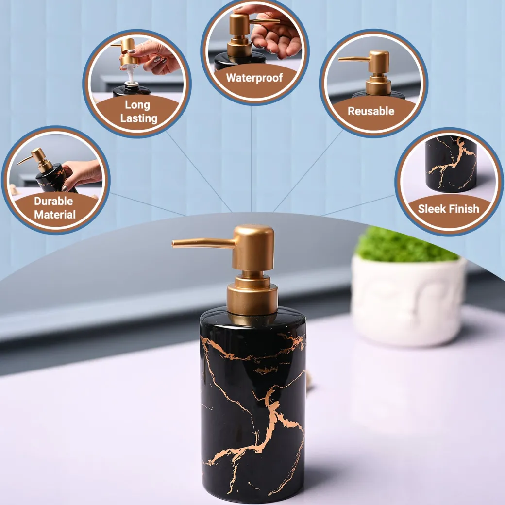 Ceramic Black Soap Dispenser - Static Glossy Finish
