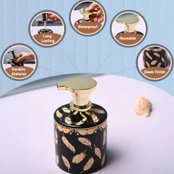 Ceramic Black Soap Dispenser - Print Design Glossy Finish