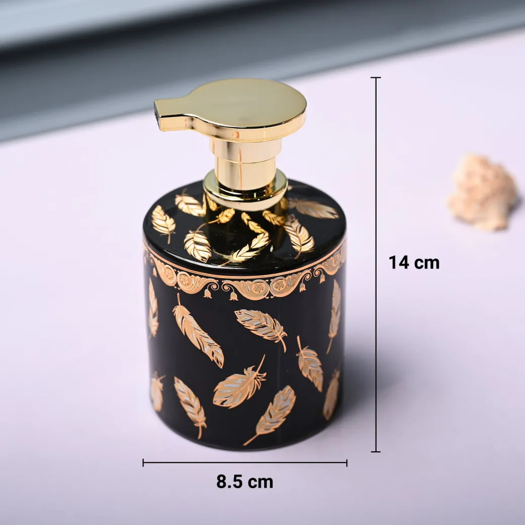 Ceramic Black Soap Dispenser - Print Design Glossy Finish
