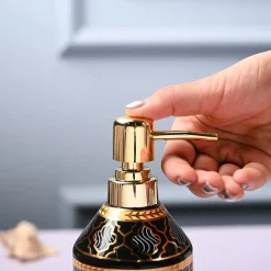 Ceramic Black Soap Dispenser - Geometrical Glossy Finish
