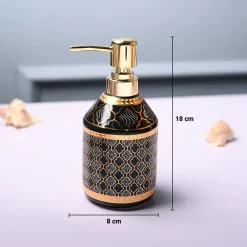 Ceramic Black Soap Dispenser - Geometrical Glossy Finish