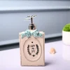 Ceramic Cream Rectangle Soap Dispenser - Happy Day Print Matte Finish