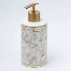 Ceramic Cylindrical Bathroom Set Of 4 - Geometric Pattern, Bath Accessories