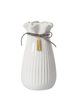 Ceramic Floral Mouth Vase With Tassel