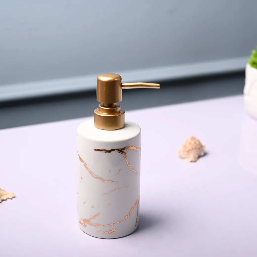 Ceramic Off White Soap Dispenser - Static Glossy Finish