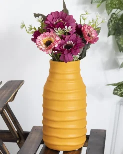 Ceramic, Vase, Engraved, Glossy : Finish, Multicolor