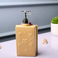 Ceramic Yellow Rectangle Soap Dispenser - Happy Day Print Matte Finish