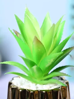Chic & Glossy - Zigzag Design Faux Plant with Ceramic Pot