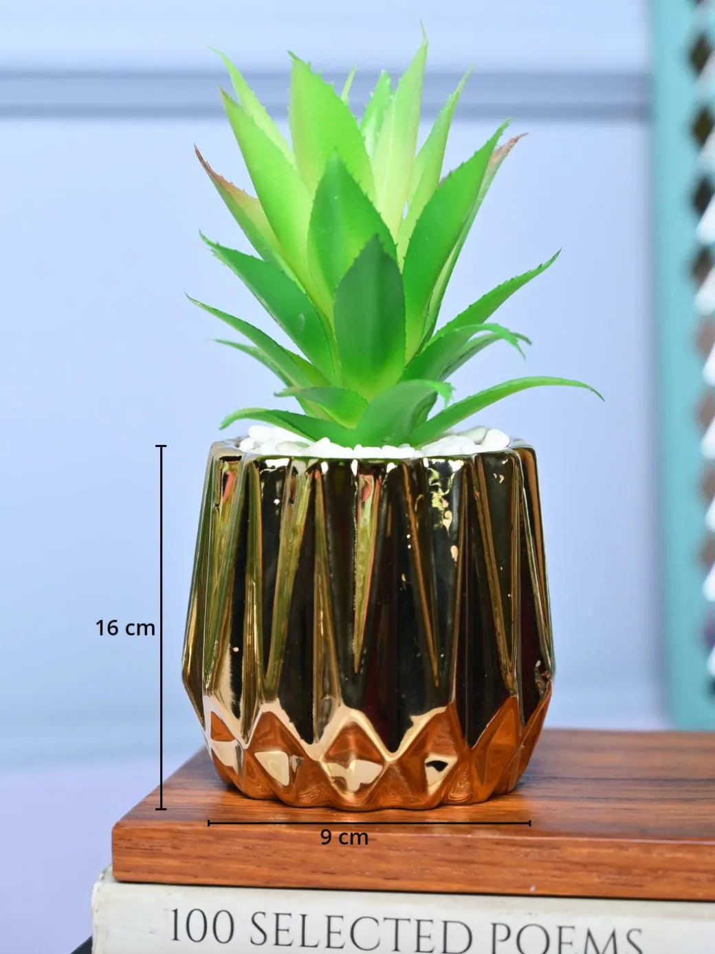 Chic & Glossy - Zigzag Design Faux Plant with Ceramic Pot