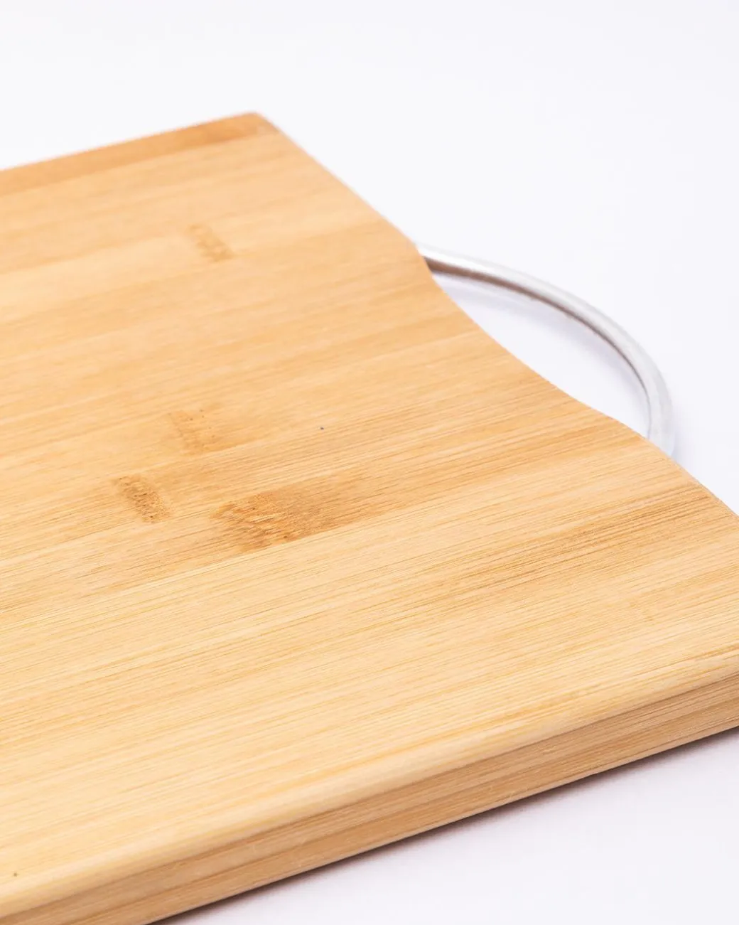 Chopping Board, with Metal Handle, Natural Wood Colour, Bamboo