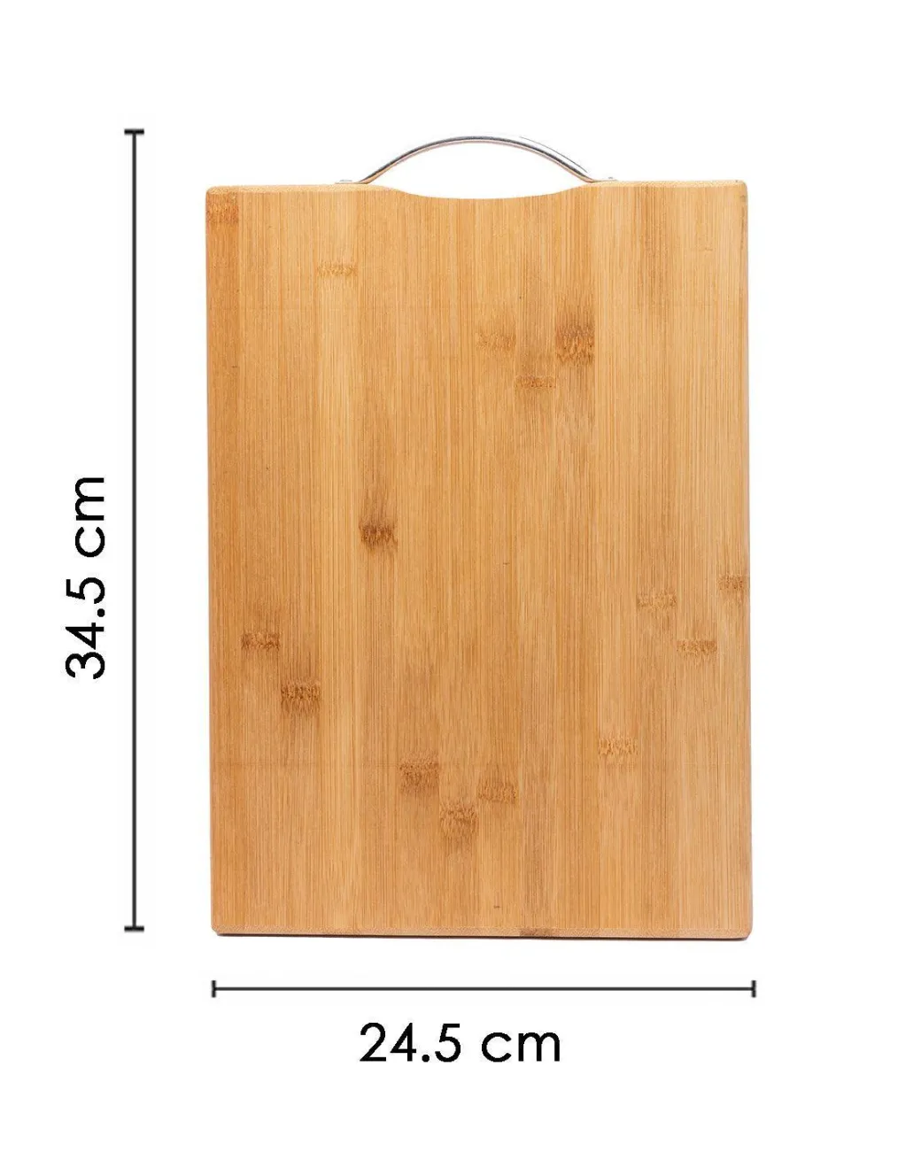 Chopping Board, with Metal Handle, Natural Wood Colour, Bamboo