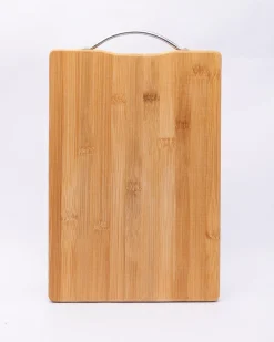 Chopping Board, with Metal Handle, Wooden Finish, Natural Wood Colour, Bamboo