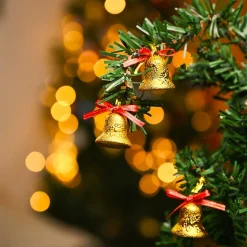 Christmas Bells Tree Decoration (Gold, Set Of 18, Assorted)