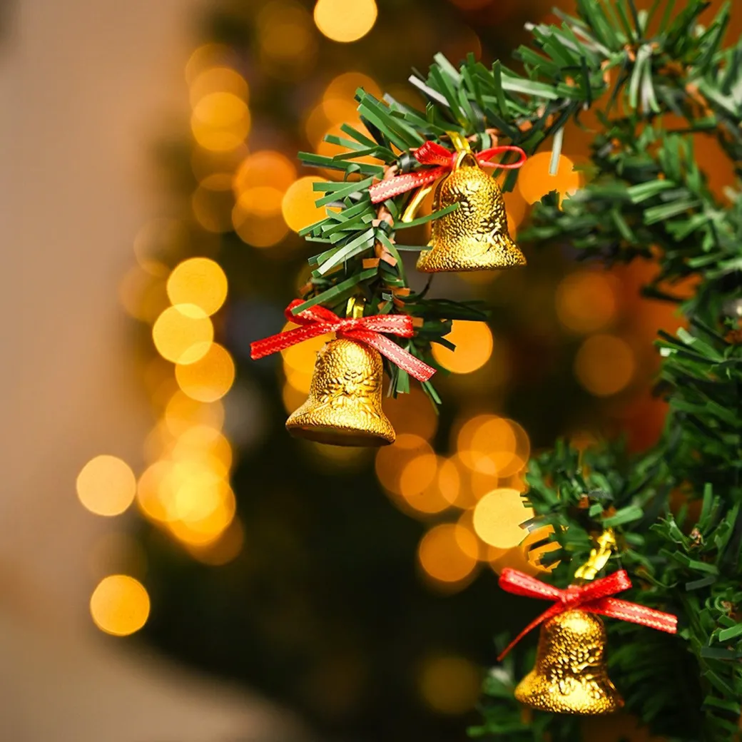 Christmas Bells Tree Decoration (Gold, Set Of 18, Assorted)