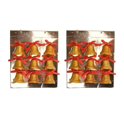 Christmas Bells Tree Decoration (Gold, Set Of 18, Assorted)