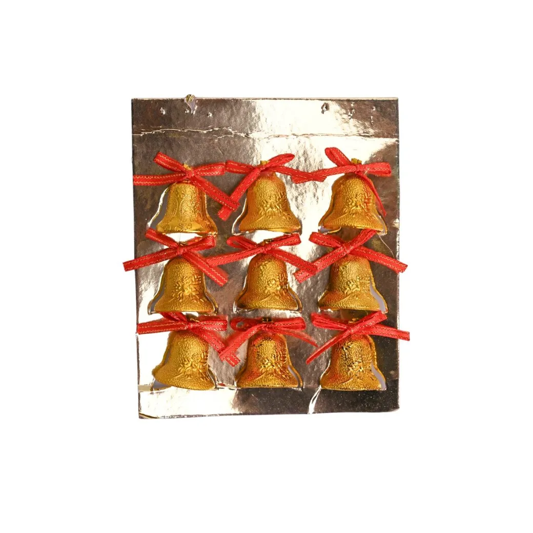 Christmas Bells Tree Decoration (Gold, Set Of 18, Assorted)