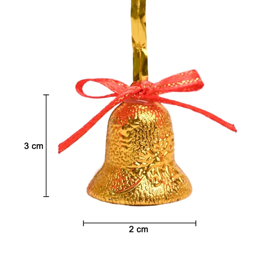 Christmas Bells Tree Decoration (Gold, Set Of 18, Assorted)